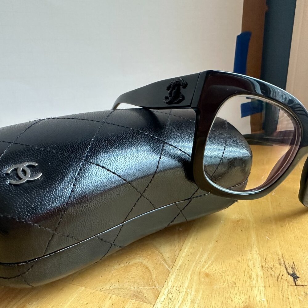 Chanel Oversized Black Framed Glasses + Case - THESE HAVE A PRESCRIPTION IN THEM - Picture 2 of 10